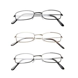 ICU Eyewear Oval Full Rim Metal Frame Reading Glasses +1.75 3-Pack